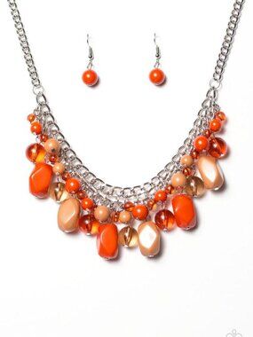 paparazzi necklace w/ gold chain and orange beads